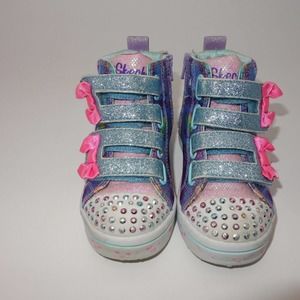 Skechers Twinkletoes Zip Up Mermaid High Tops Purple Blue Pink Bows Girls 6